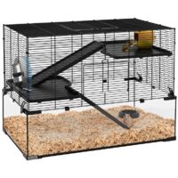 Cage hamster cage rongeur 3 niveaux avec roue rampes maisonnette abreuvoir mangeoire