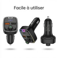 Transmetteur FM Bluetooth pour Voiture-SIKENAI -Transmetteur FM sans Fil Kit-avec 2 USB Port