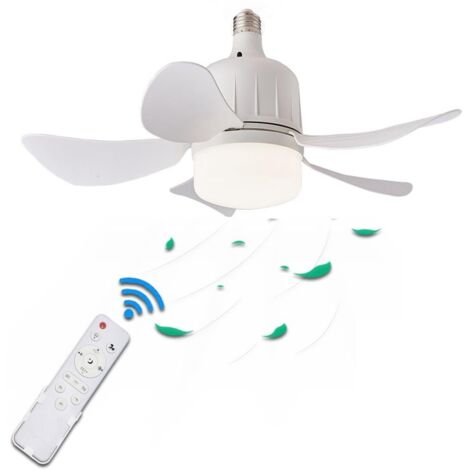 5 Blades E27 LED Ceiling Fan Light Remote Dimmable 3 Color White Large Box 85 265V For Living Room Study (1/5)
