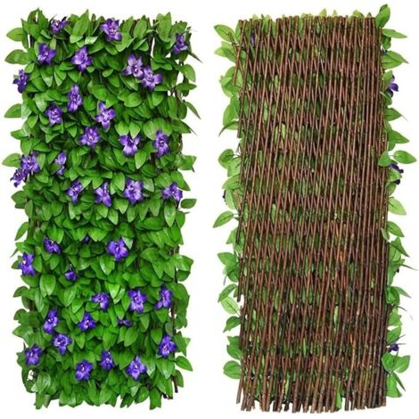 panneaux de feuilles artificielles haie artificielle extensible panneau de clôture décoratif en faux lierre pour extérieur haies artificielles 30 x 200 cm