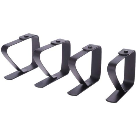 4x pince nappe exterieur noir inox table epaisseur 5 cm interieur exterieur facile nettoyer attache nappe de table exterieur pince nappe table (1/5)