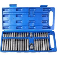Kit de douilles Torx professionnel 40 pièces 1/2"3/8", pour clé à chocs, T20-T55 M5-M12 H4-H12, coffret bleu pour réparation automobile atelier