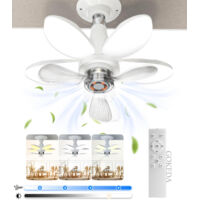 Eovaizge Ventilateur de plafond pliable de 30 cm avec éclairage et télécommande, ampoule LED facile à installer, pour une utilisation intérieure et extérieure.