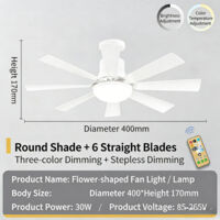 Detachable Five Leaf Socket Fan Light Remote Control 3 Color Temperatures White Neutral Warm For Living Room Bedroom Kitchen