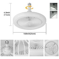 Silent Socket Fan Light Screw In Ceiling Fan Light Socket LED Bulb Fan Ceiling Fan Light With Light And Remote Control For Kitchen Bathroom Storage Garage White