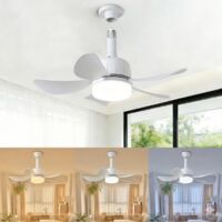 Eovaizge Ventilateur avec luminaire et télécommande, ampoule LED dimmable, éclairage 3 couleurs, ventilateur de plafond pour chambre, cuisine et garage.