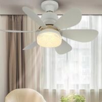 40W E27 Crystal Ceiling Fan Light Pearl White Blades Remote Dimmable 3 Speed Silent Chandelier Style 3000K 6500K For Bedroom Living Room