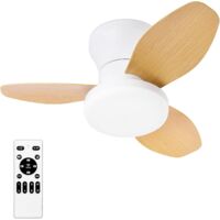 25 Inch Wood Grain Blades Flush Mount Ceiling Fan With Light 3 Color 220V Box Magnetic English Manual For Bedroom Living Room Dining Room