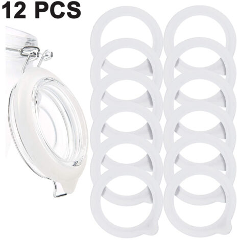 12 guarnizioni in silicone per barattoli, guarnizioni di ricambio in silicone, anelli di tenuta ermetici in silicone per barattoli a bocca standard (1/5)