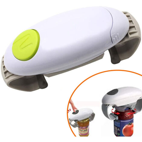 Apribarattoli elettrico - Gadget da cucina solido e robusto per barattoli sigillati - Apribarattoli automatico senza mani con meno sforzo per aprire, bianco, apribarattoli con un solo tocco (1/5)