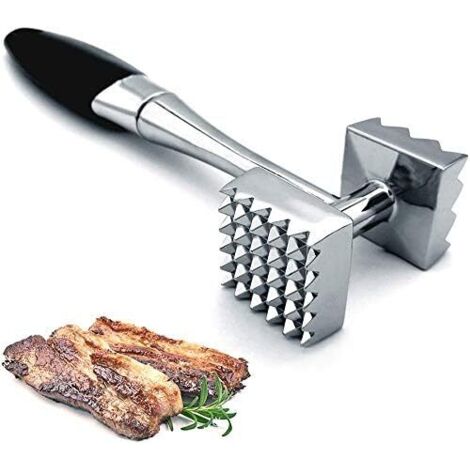 Batticarne, martello da carne a doppia faccia con chiodi, martello per carne per bistecche, pollo, pesce, batticarne con comodo manico in gomma, strumento per intenerire la carne da 8,8 pollici (1/5)