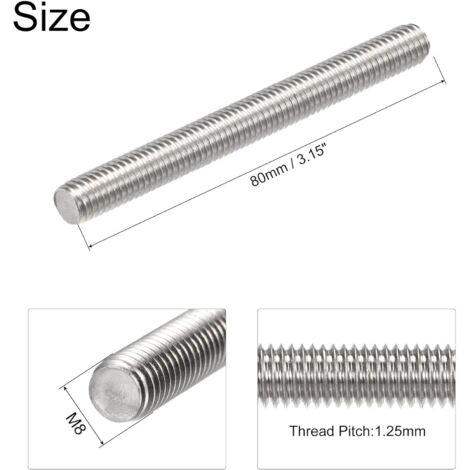 5 pezzi Barra filettata completamente M8 x 80 mm in acciaio inox 304 ...