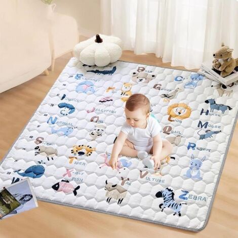 Tappetino da gioco per bambini 127x127 cm, antiscivolo, con design a tema animali, pieghevole, spesso, ideale per attività all'aperto.