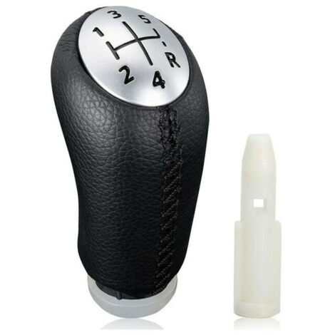 Pomello del cambio manuale per Renault Clio III 2005-09, Megane 2 Laguna 2003-09, in pelle nera, con adattatore. (1/5)