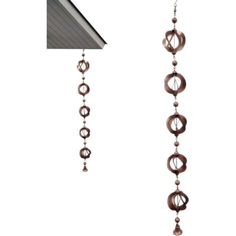 Cadena De Lluvia Colgante De 42.52 Pulgadas Con Campanas, Diseño Giratorio Para Canaletas – Decoración Vintage Para Jardín