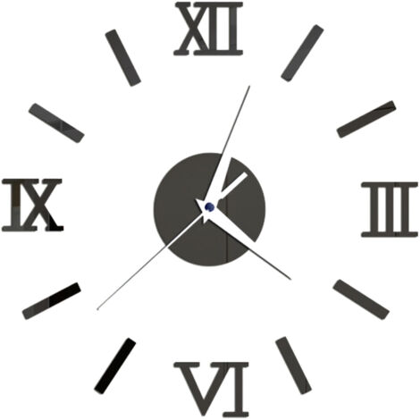 Reloj de pared grande 3D sin marco para armar, con números romanos, espejo para sala de estar, dormitorio y decoración del hogar.