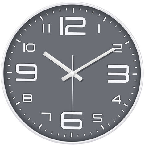 Reloj de pared de 30 cm (12 pulgadas), elegante, moderno, silencioso, sin tictac, movimiento de cuarzo, funciona con pilas, diseño redondo decorativo para el hogar/oficina/cocina/dormitorio/sala de es (1/5)