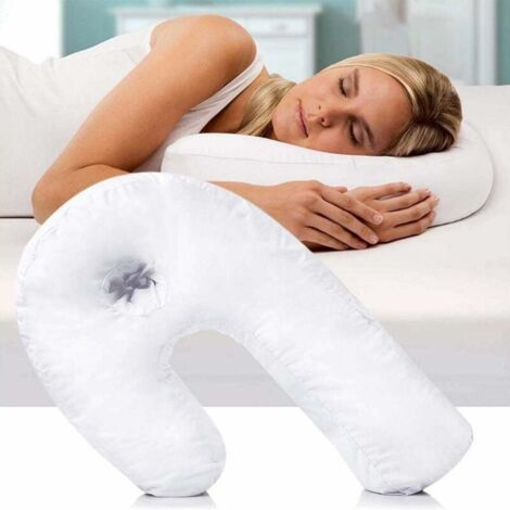 Almohadas antironquidos para quienes duermen de lado, almohadas suaves en forma de U, reposacabezas de viaje, soporte para el cuello, alineación de la columna vertebral, almohada lateral blanca (1/5)