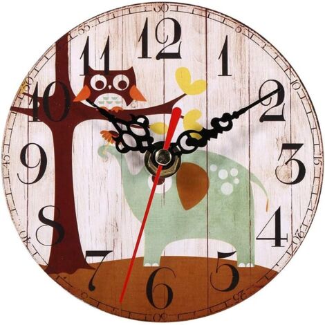 Reloj de pared antiguo, 7 tipos, creativo, redondo, de madera, estilo vintage, decoración para el hogar y la oficina (1) (1/5)