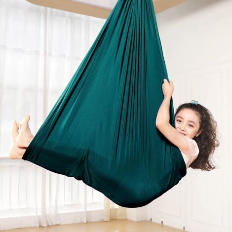 Hamaca columpio infantil, hamaca elástica de interior, columpio sensorial, ideal para la integración sensorial, terapia para el síndrome de Asperger y el autismo (azul oscuro, 150 x 280 cm)
