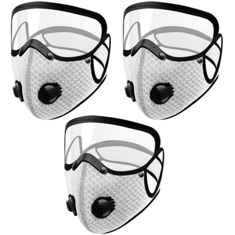 Mascarilla deportiva de 3 piezas con válvulas de exhalación, mascarilla deportiva antipolvo de protección personal ajustable.