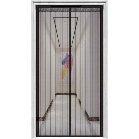 Mosquitera magnética mejorada para puerta 2020 con 32 imanes, cortina de malla resistente, apta para puertas de hasta 99 x 208 cm, segura para perros y mascotas, color negro.