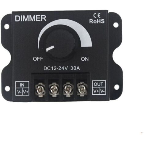 Contrôleur de gradation LED, 12V/24V 30A, gradation PWM, convient aux rubans et barres lumineuses LED. (1/4)