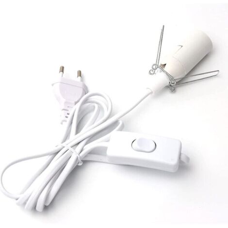 Câble pour lampe de sel, avec interrupteur, connecteur E14, 1,8 mètre, blanc, convient aux lampes de sel. (1/3)