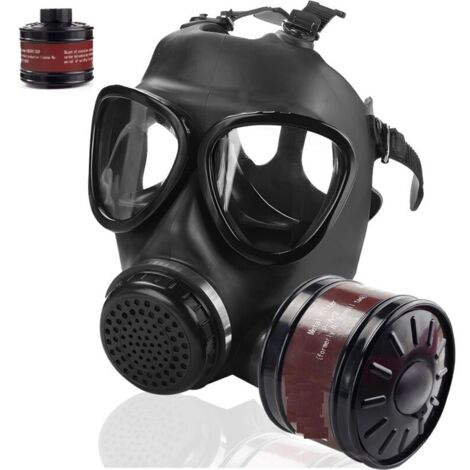 Masque à gaz tactique, protection chimique et nucléaire, filtre à charbon actif de 40 mm, protection intégrale du visage, adapté aux environnements impliquant des produits chimiques, des gaz, des pein (1/5)