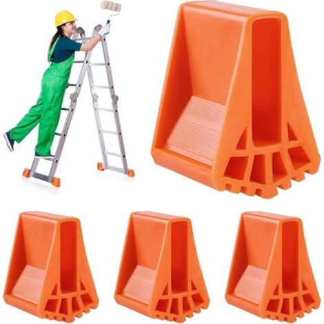 Quatre embouts de pieds d'échelle, pièces de rechange antidérapantes, grande taille orange, pour échelles télescopiques. (1/4)