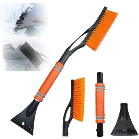 Pelle à glace et brosse à neige 2 en 1 orange, outil d'hiver détachable pour déneiger et dégivrer le pare-brise de voiture (1/5)