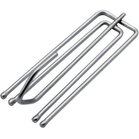 Lot de 25 crochets de rideaux en acier inoxydable argenté avec roulettes et pinces, adaptés aux rideaux et voilages lourds. (1/5)