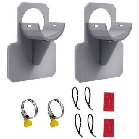 Lot de 2 supports de tuyau de piscine + adaptateur (gris) pour tuyaux de 38 mm de diamètre (1/4)