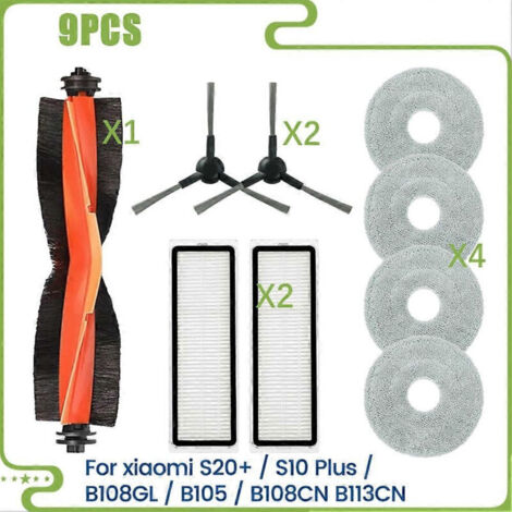 Accessoires pour aspirateur robot Xiaomi S20+/S10 Plus/B108GL/B105/B108CN/B113CN : brosse principale, filtre et serpillière. (1/5)