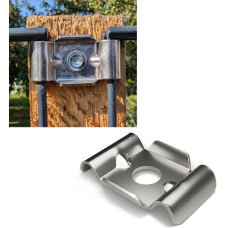 Fixation pour support de clôture à double poteau, clip de fixation de poteau en forme de papillon, pince de plaque métallique pour la fixation des supports de clôture.