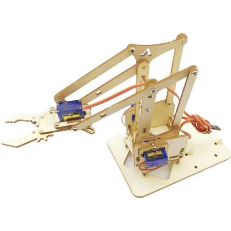 Bras mécanique robotique en bois de 4 DOF SG90 Servo avec 4 degrés de liberté et pince à griffe pour SNAM1500 Bras mécanique robotique en bois de 4 DOF SG90 Servo avec 4 degrés de liberté et pince à griffe pour SNAM1500