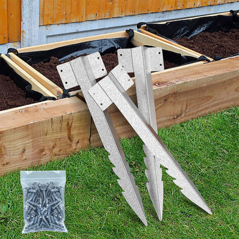Support de traverse de chemin de fer en acier, support de poteau de clôture en dents de scie, cadre de pieux de traverses robuste, cadre de pot de fleurs en bois pour jardinière (1/5)