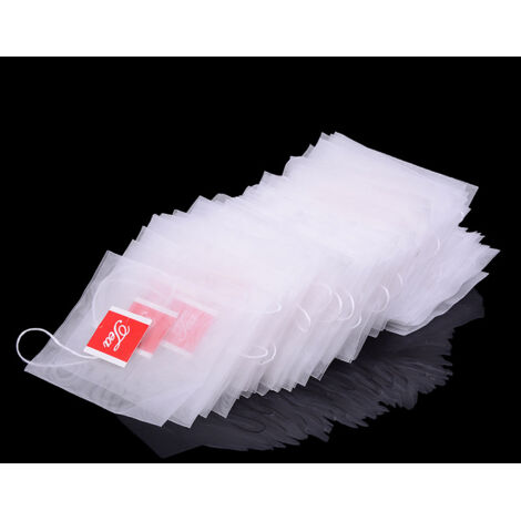 Sachets filtrants en nylon de qualité alimentaire, sachets de thé jetables, paquets triangulaires, 5,87cm, 100 sachets par paquet. (1/5)
