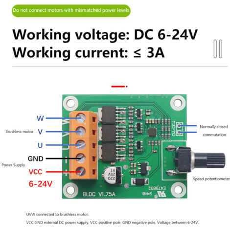 Carte de commande pour moteur CC sans balais 6V 12V 24V, variateur de vitesse pour moteur de ventilateur de lecteur optique ou de disque dur (1/5)