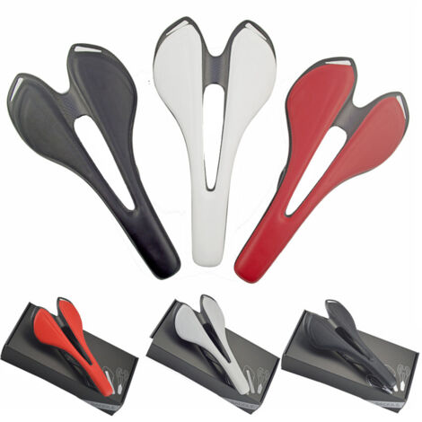 Coussin de selle ultraléger en fibre de carbone et cuir, conditionné en boîte, pour VTT et vélos de route. (1/2)