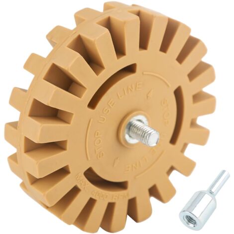 Roue de décollage d'adhésif en caoutchouc, disque pneumatique de décollage d'adhésif, ruban de nettoyage pour autocollants de peinture automobile de 4 pouces, 25 mm (emballage en sachet PP) (1/5)
