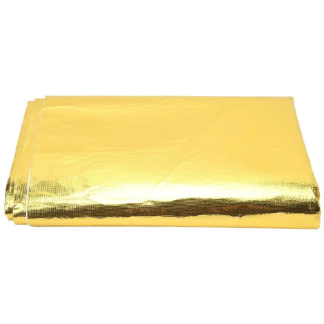 Ruban adhésif réfléchissant haute température isolant thermique de 39 po x 47 po, couleur or, adapté pour envelopper les fils électriques et les conduites de carburant. (1/5)