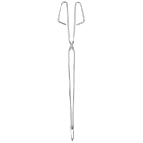 Pince à charbon de bois pour barbecue d'extérieur en acier inoxydable, manche extensible de 55 cm, pince à charbon de bois pour feu de camp, pince à déchets, pince de récupération d'objets, pince à fe (1/5)