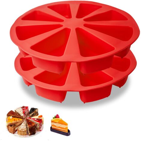 Deux moules à gâteaux en silicone, moules à pizza triangulaires à 8 cavités, moules à gâteaux de 10 cm de diamètre intérieur (1/5)