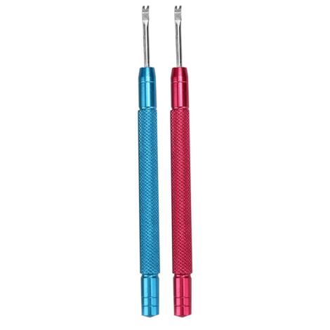 Outil de dégagement d'aiguille, fourche de dégagement d'aiguille, pince à dégagement d'aiguille à double fourche (rouge + bleue) 2 pièces, outils de table décoratifs (1/5)
