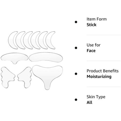 Ensemble de 11 patchs anti-rides, patchs pour le cou, patchs liftants anti-rides pour le cou, patchs anti-rides en silicone pour les seins, patchs pour le visage, prévient les rides. (1/5)