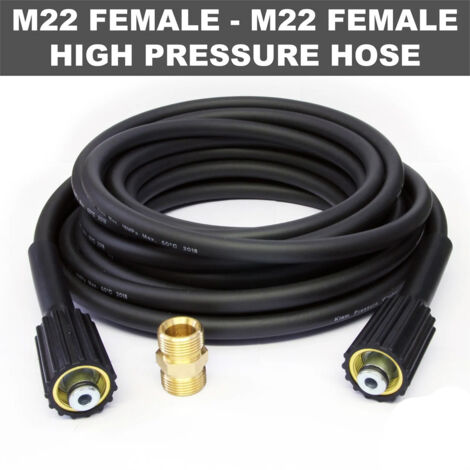 Tuyau de nettoyage haute pression de 15 m avec filetage interne M22 et raccord intégré. (1/5)