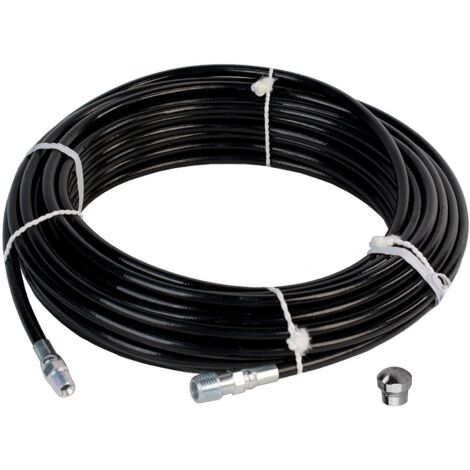 Kit de nettoyage de canalisations à jet d'eau haute pression 4000 PSI, 15 m, tuyau de 1/8 pouce, orifice de 4 mm, buse à nez bouton (1/5)