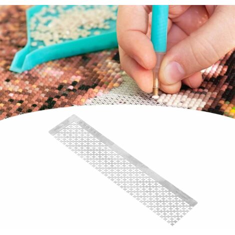Grille de peinture diamant, moule à règle, règle en acier inoxydable, stylo à strass nano, règle à strass, règle à motif fleur de prunier, outils de peinture (1/5)
