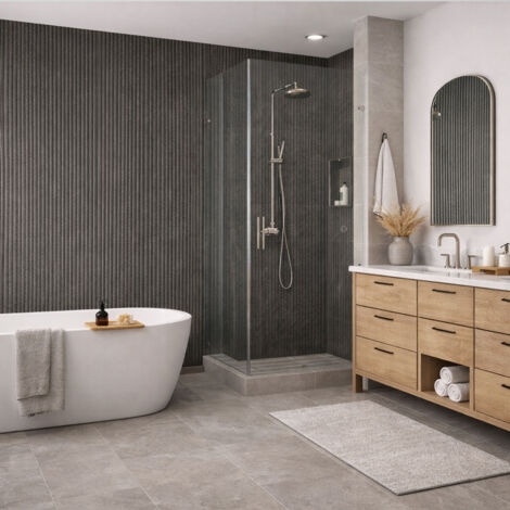 Panel revestimiento pared efecto piedra 3D poliestireno Calora Stone Line Basalt 270x12.2x0.9 cm (0.33 m²)